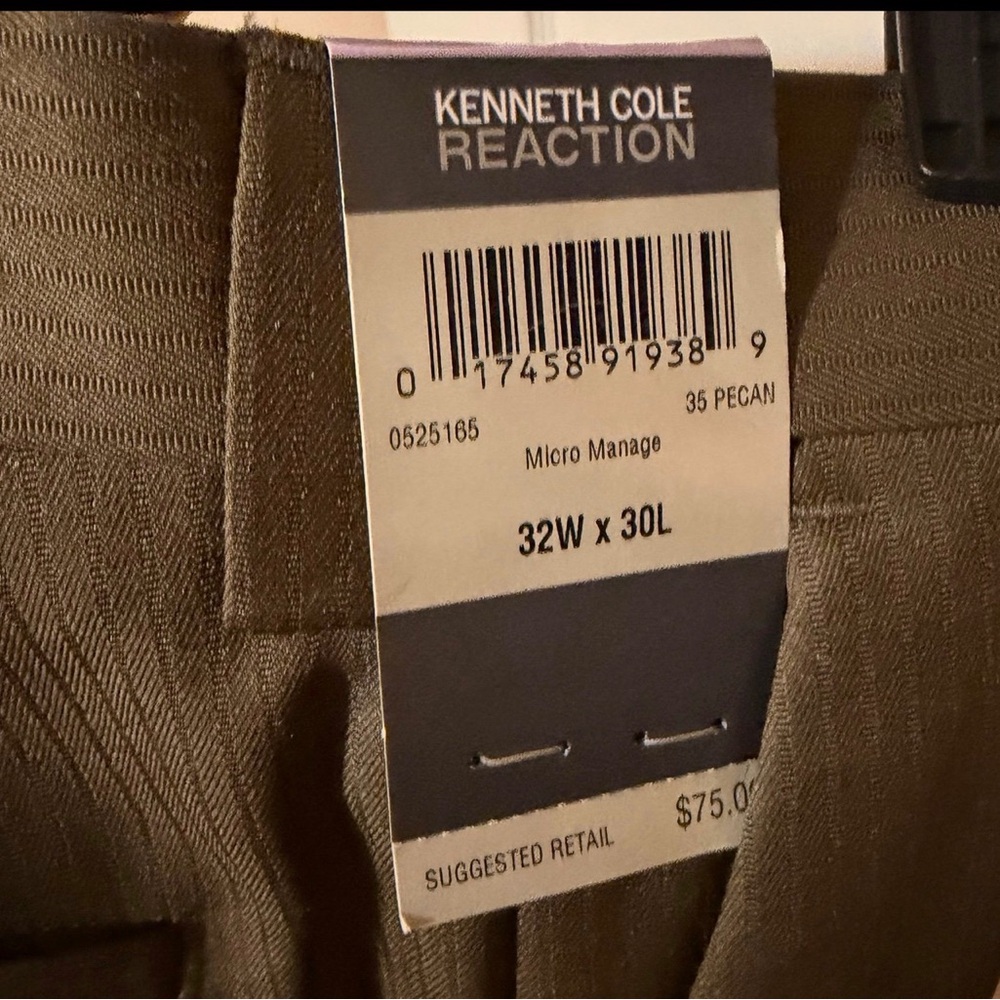 KENNETH COLE Reaction Men's Micro-Manage Brown Slacks Size 32Wx30L NWT New